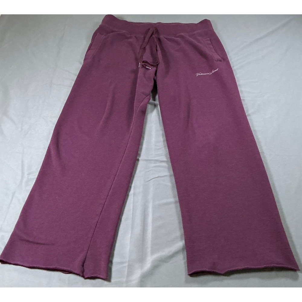 Victorias Secret Wide Leg Sweatpants Plum Purple Drawstring Lounge Pants Large